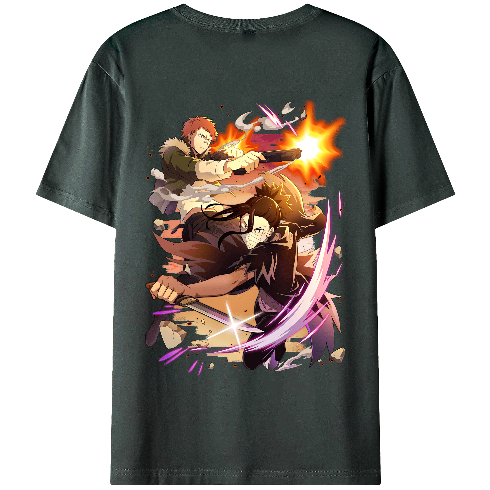 （画像用） 文豪ストレイドッグス Bungo Stray Dogs 綿100％ メンズ半袖Tシャツ（バックプリント） 通気性